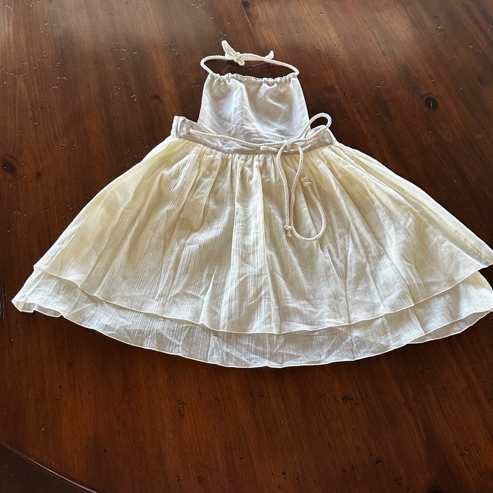 Popelin Spain Wraparound Cream Halter Dress. NWOT, size 5